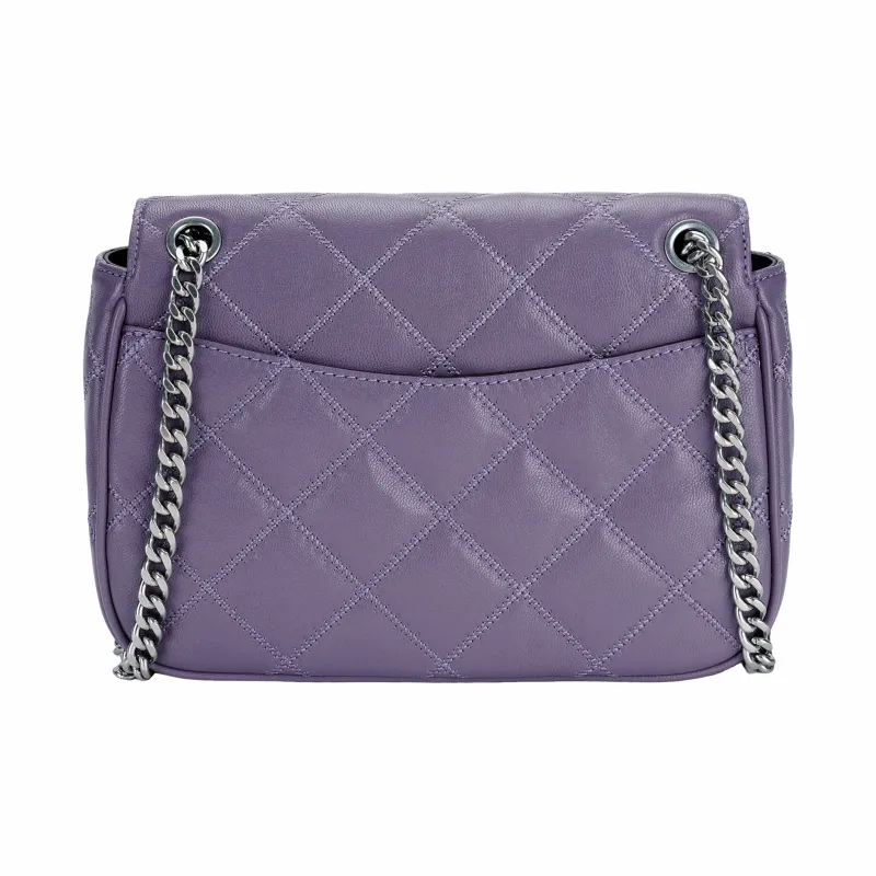 TORY BURCH Cow Leather Handbag Shoulder Bag Crossbody Bag Medium Size Women's Purple-2