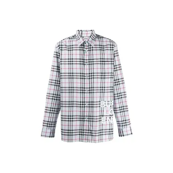 Burberry Shirts Men Red Black Plaid