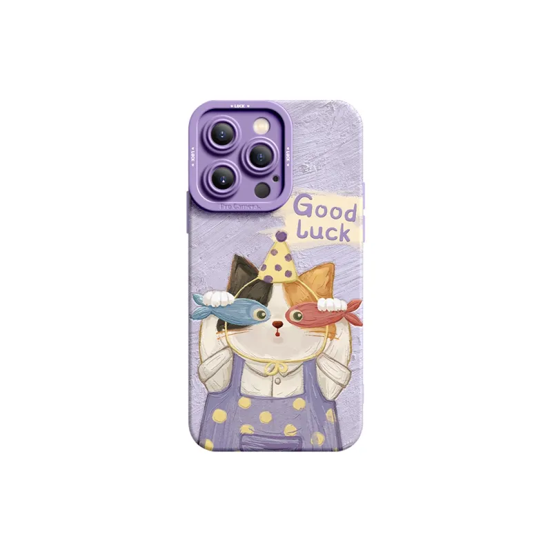 I Create My Art Silicone Material Touch The Fish Cat Phone Cases Compatibility IPhone16/15/14/13/12/11-9