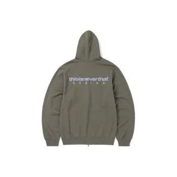 Thisisneverthat SS24 Ultras Collection DSN-Logo Zip Hoodie Dark Mocha Sweatshirt Unisex Olive Green