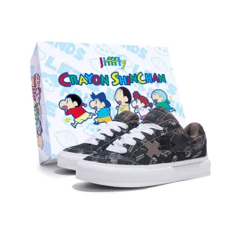 SHINCHAN x Jifffly Abrasion Resistant Balance Lightweight Low Top Skateboard Shoes Unisex Black