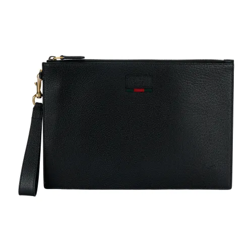 GUCCI Leather Briefcase Clutch Regular Men's Black