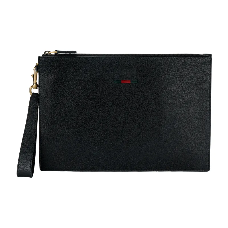 GUCCI Leather Briefcase Clutch Regular Men's Black-0