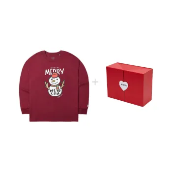 New Era Christmas Heart Pullover Casual Crew Neck Long-Sleeved Sweatshirt Red Unisex