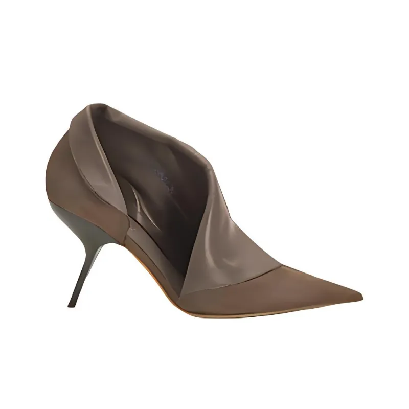 FERRAGAMO Eva Irregular Heel High Heels 8.5cm Women's Coffee-1