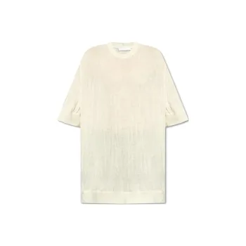 Helmut Lang Crushed Logo Intarsia Knitted T Shirt