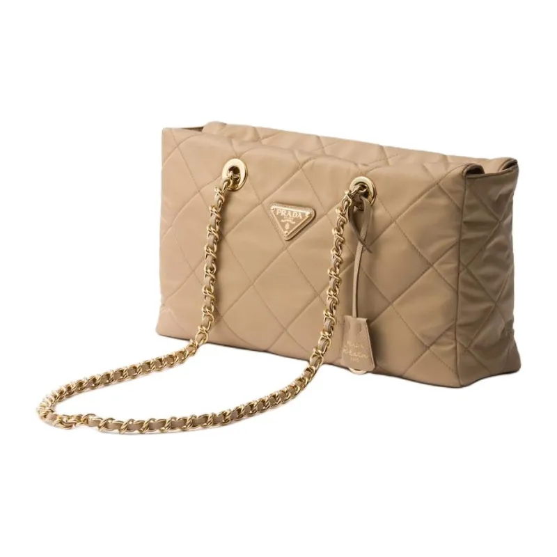 PRADA Re Edition Recycled Nylon Handbag Medium Size Women's Camel Brown-1
