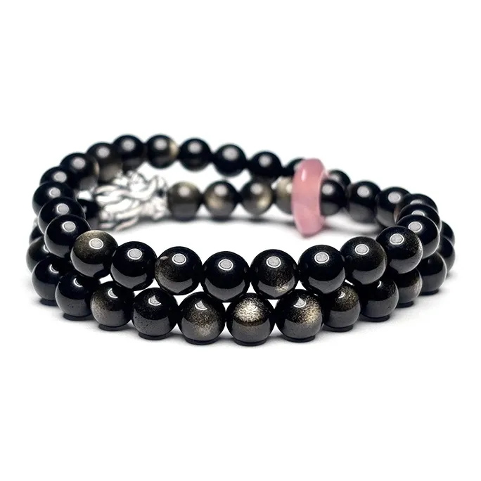 MOUNTAINS AND MANS Natural Obsidian Bracelets Unisex-3
