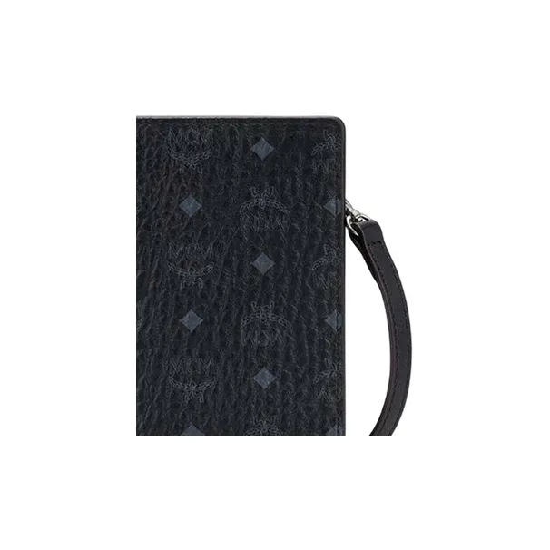 MCM Essential Visetos Origina Leather Shoulder Bag, Cell Phone Pouch, Crossbody Bag Men's Black Gray Monogram-5