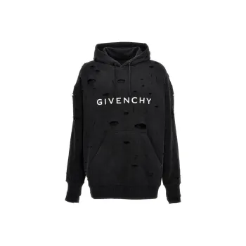 Givenchy Distressed Effect Logo Printed Hoodie