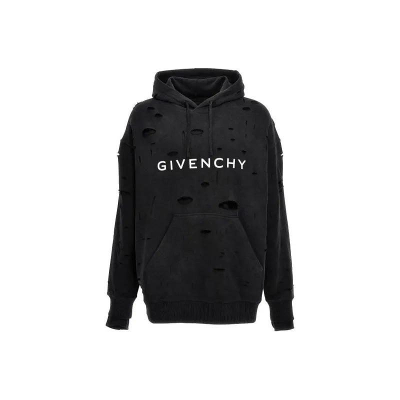 Givenchy Distressed Effect Logo Printed Hoodie-0