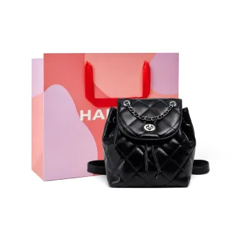 HARSON Cow Leather Patchwork Synthetic Leather Backpacks Backpack Regular Women's Black