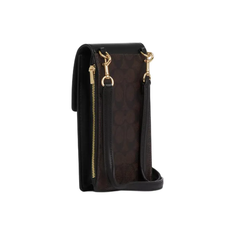 COACH Coated Canvas Cell Phone Pouch Mini Women's Black-1