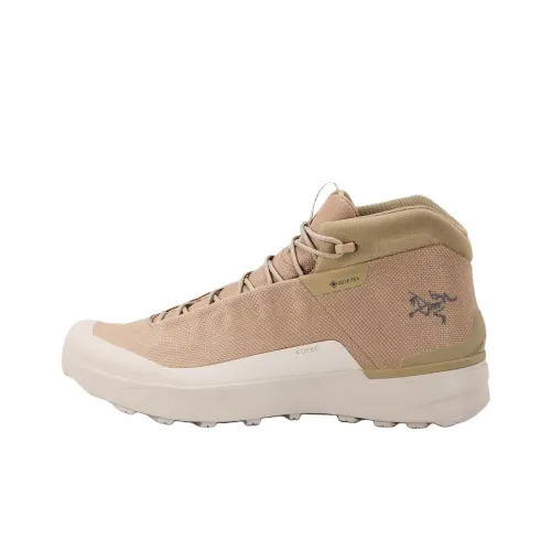 Arcteryx Anti Slip Wear Resistant Mid Top Trekking Shoes Men's Ecru
