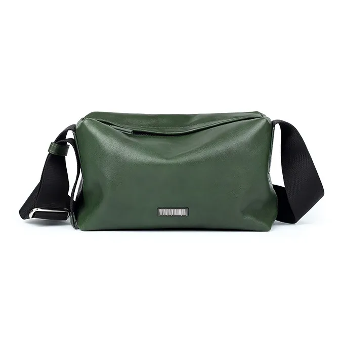 LARTIGENT Cow Leather Shoulder Bag, Crossbody Bag Men's Green/Brown-0