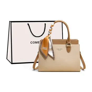 COMELY Cow Leather Handbag, Mommy Tote, Tote Bag, Shopping Bag, Shoulder Bag, Crossbody Bag Regular Women's Khaki