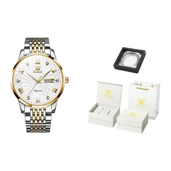 OLEVS Automatic Mechanical Movement Watch Men's Watches White Dial