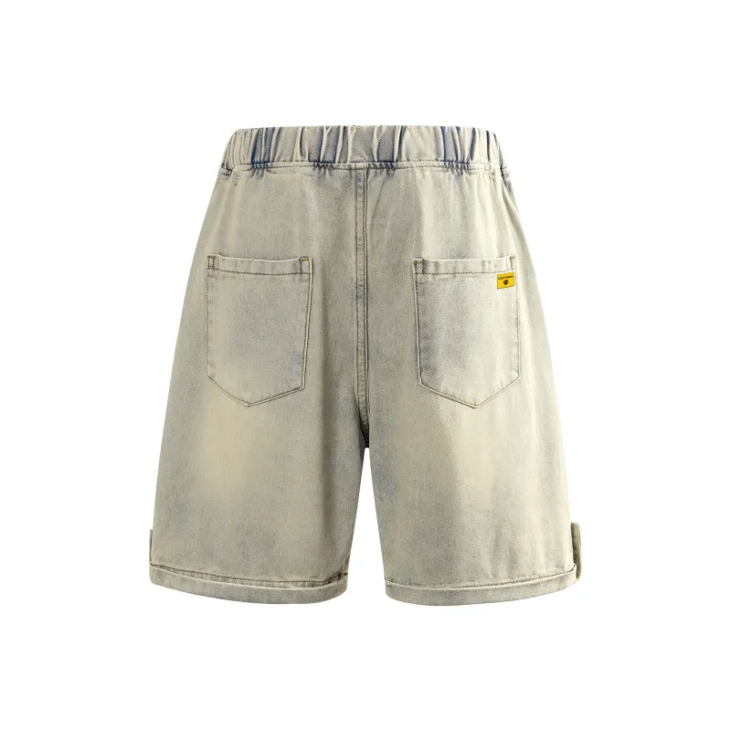 Ghost Mask Denim Shorts Unisex Yellow Mud-1