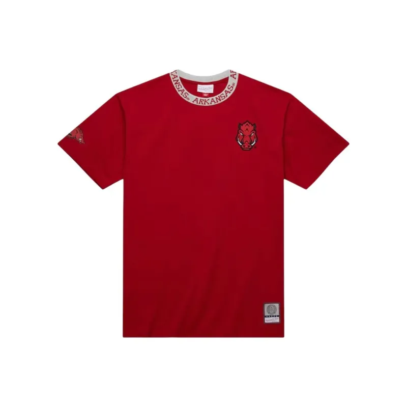 Mitchell & Ness x NCAA Arkansas Razorbacks Jacquard Ringer T Shirt Men's Red-0