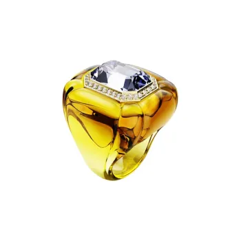 Swarovski Crystal, Gold Plated, Resin Rings Unisex Yellow