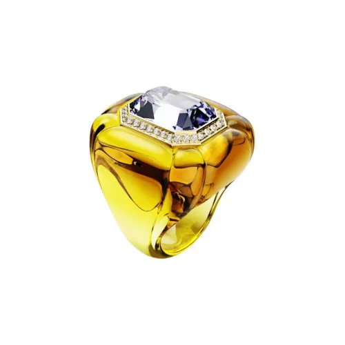 Swarovski Crystal, Gold Plated, Resin Rings Unisex Yellow