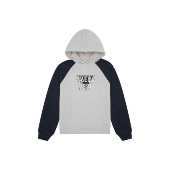 GUESS Sweatshirt Unisex Medium Heather Gray & Navy Blue