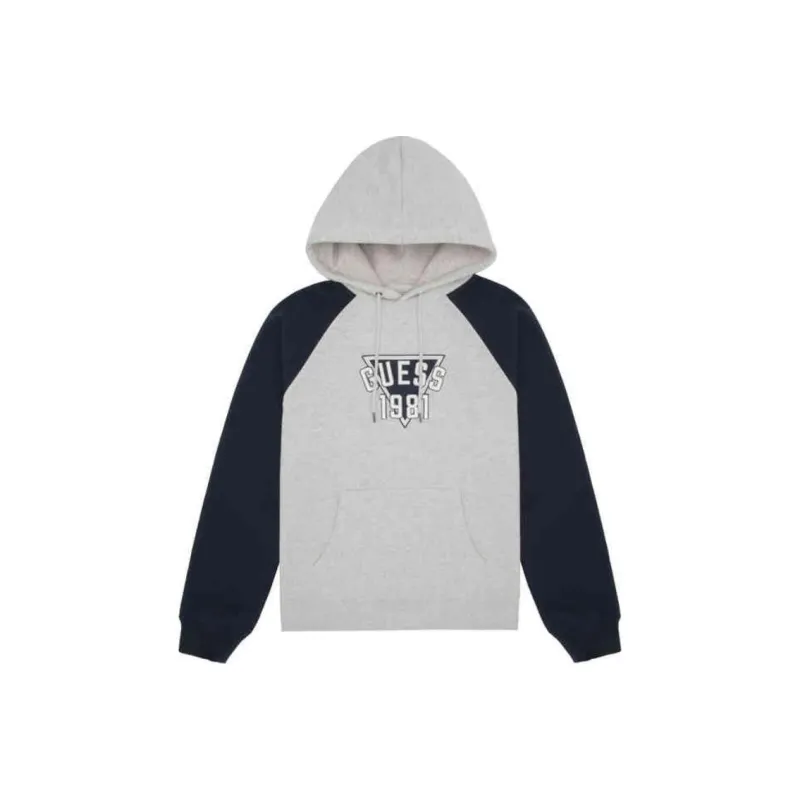 GUESS Sweatshirt Unisex Medium Heather Gray & Navy Blue-0