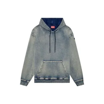 DIESEL D-Um-Rib Track Drawstring Denim Hoodie