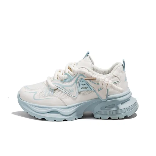 Warrior Cushioning, Slip Resistant, And Abrasion Resistant Low Top Chunky Sneakers Women's Beige White Moon