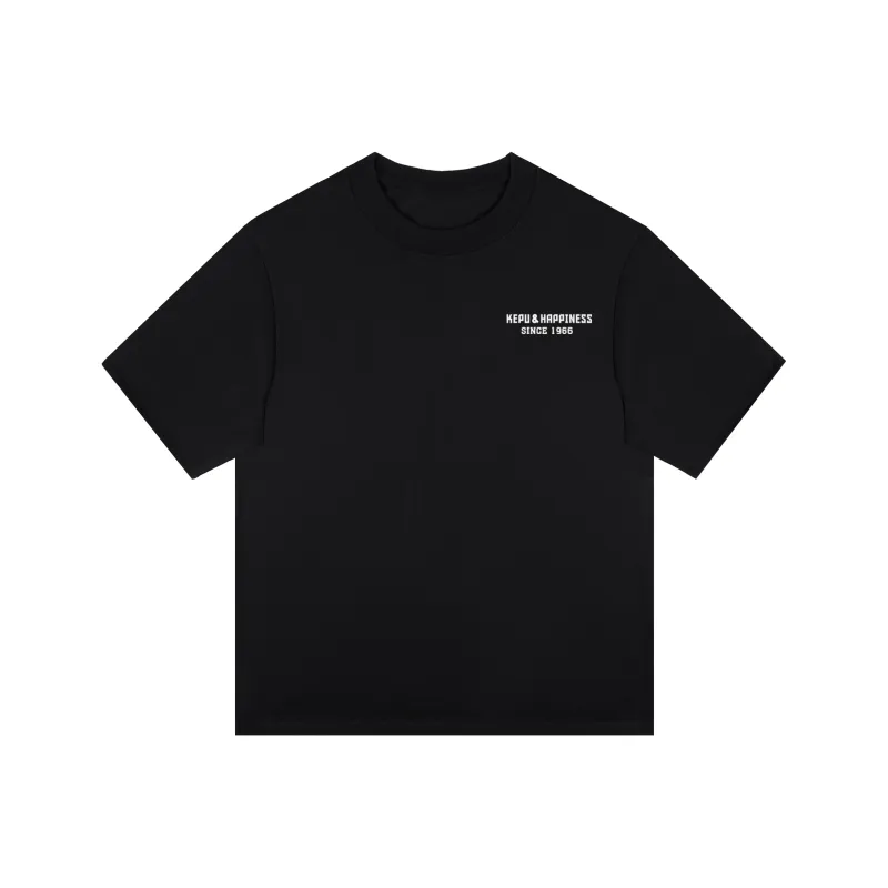 Kepu T Shirt Unisex Black Print Rose Red-6