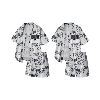 Qiao Ni Tong Pajama Set Unisex Silver Gray