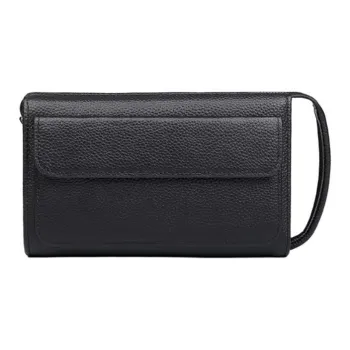 VIHUS Top Grain Cow Leather Clutch Men's Black