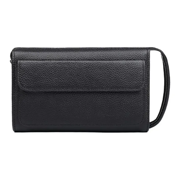 VIHUS Top Grain Cow Leather Clutch Men's Black-0