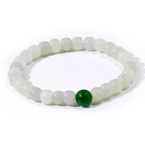 Emerald Dynasty Hetian Jade Bracelets Pale Greenish-White Jade Unisex