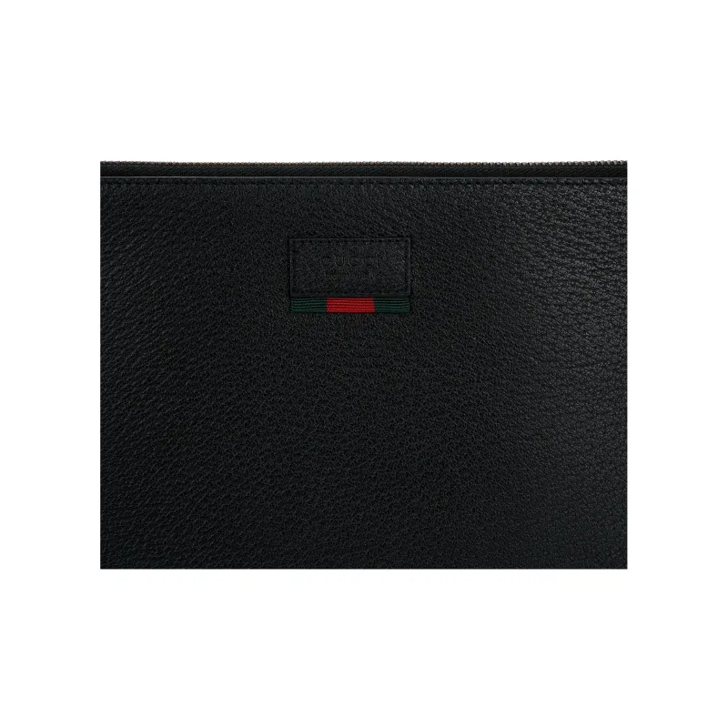 GUCCI Leather Briefcase Clutch Regular Men's Black-4