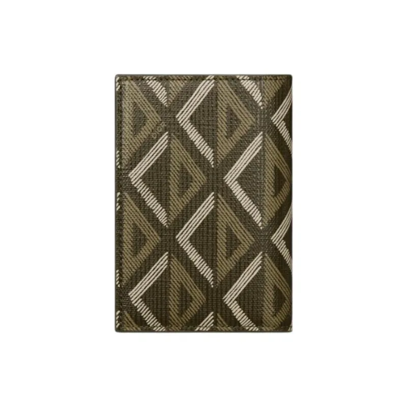 DIOR CD Diamond Canvas With Smooth Calfskin Card Holder Men's Khaki-2