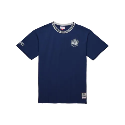 Mitchell & Ness x NCAA Georgetown Hoyas Ringer SS T Shirt Men's Marine Blue