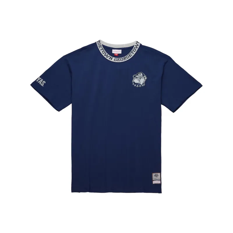 Mitchell & Ness x NCAA Georgetown Hoyas Ringer SS T Shirt Men's Marine Blue-0
