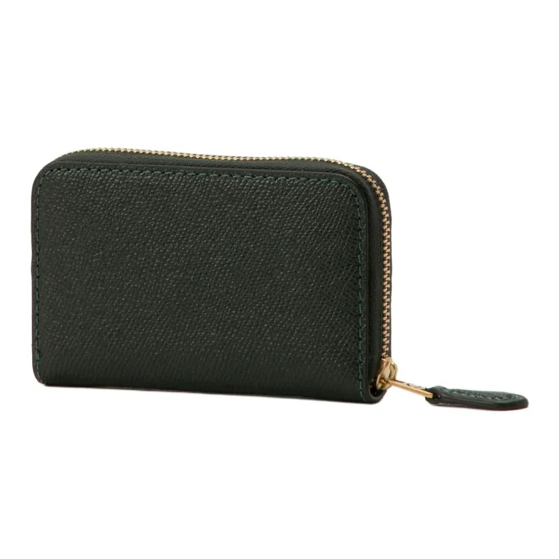 COACH Zip Around Leather Coin Purses Wallets Small Size Women's Dark Green-2