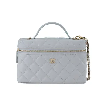 CHANEL Cow Leather Shoulder Bag, Crossbody Bag, Handbag Women's Light Gray
