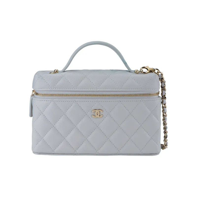 CHANEL Cow Leather Shoulder Bag, Crossbody Bag, Handbag Women's Light Gray-0
