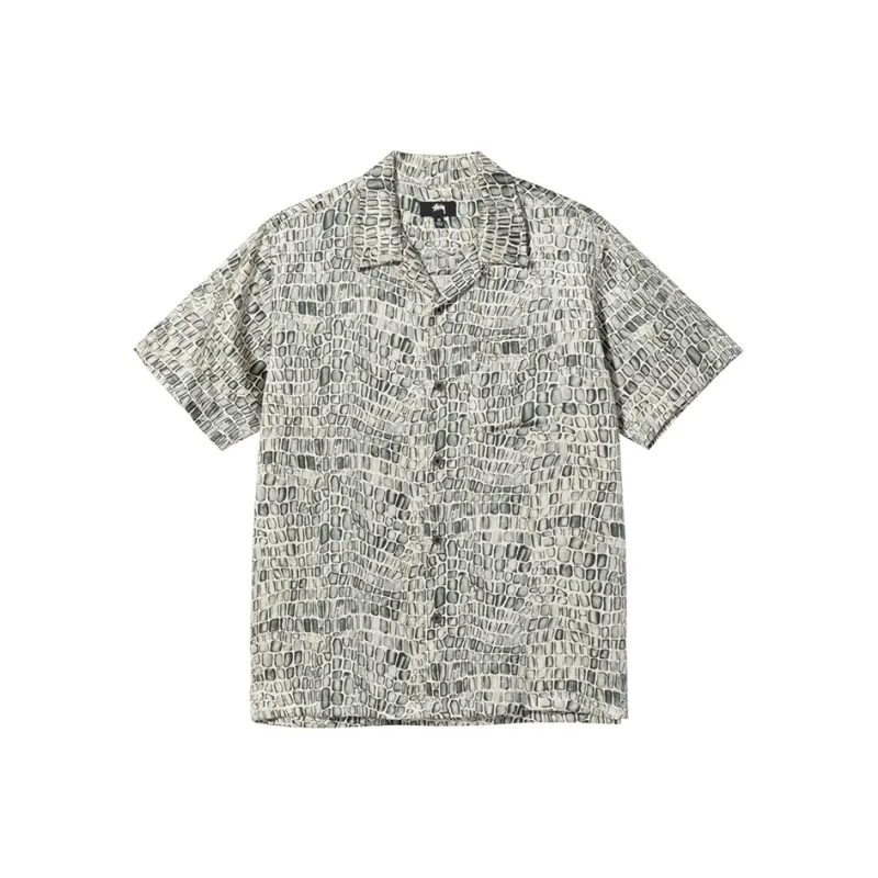 Stussy Croc Pattern Silk Shirt-0