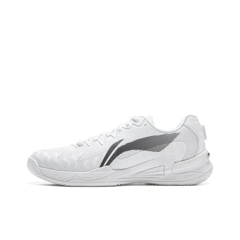 LiNing Anti Slip Wear Resistant Low Top Tennis Shoes Unisex White Black-0