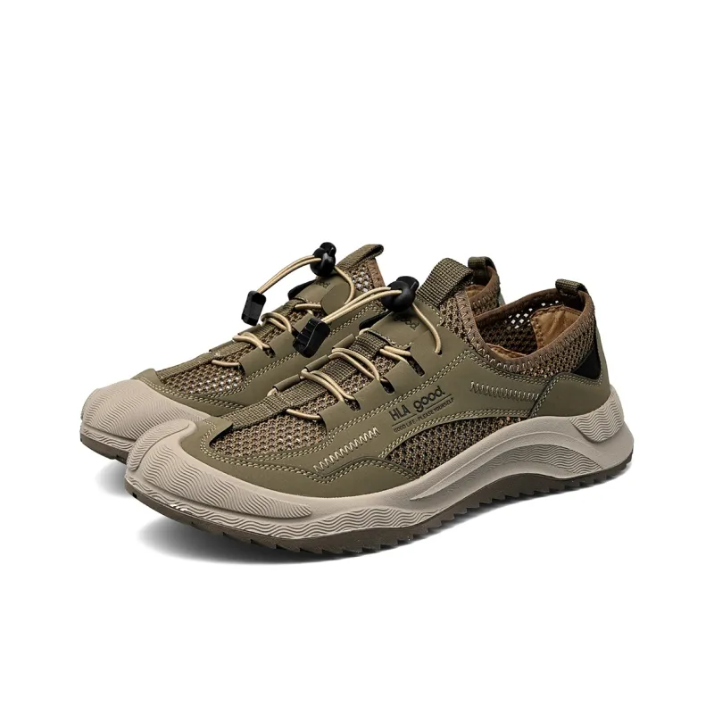HLA Casual Shoes Men Low Top Army Green/Sand-1