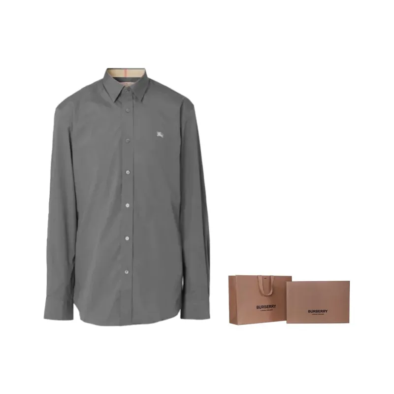 Burberry Shirts Men Gray-3