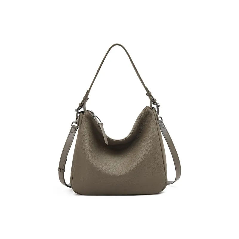 Old Man's Head Synthetic Leather Shoulder Bag Regular Women's Black/Gray Blue/Elephant Gray-18