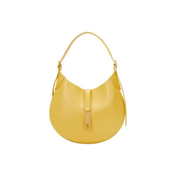 Ralph Lauren Polo ID Cow Leather Crossbody Shoulder Bag Small Size Women's Mustard Yellow