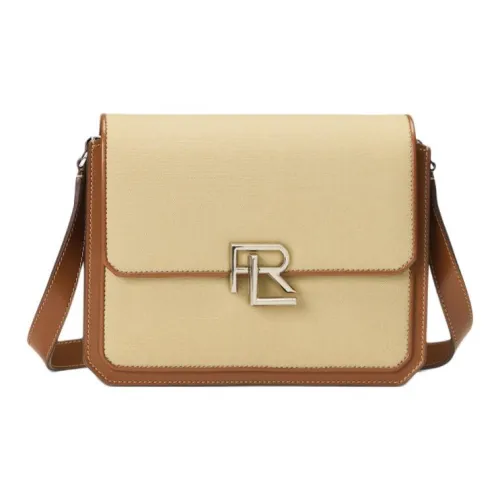 Polo Ralph Lauren Fabric Shoulder Bag, Crossbody Bag Women's Brown Yellow & Gold
