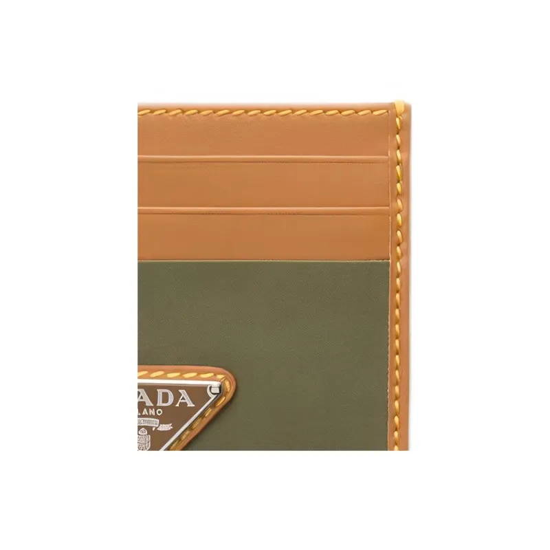 PRADA Recycled Nylon Card Holder Men's Khaki & Camel-4