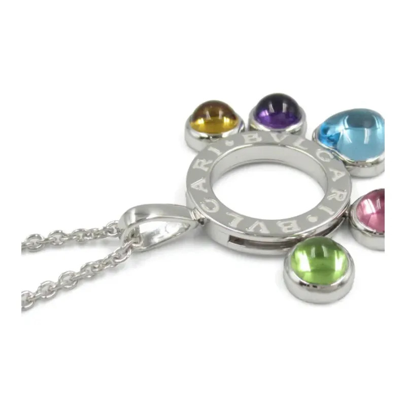 BVLGARI 2010s 18K White Gold Allegra Multi stone Necklace-2